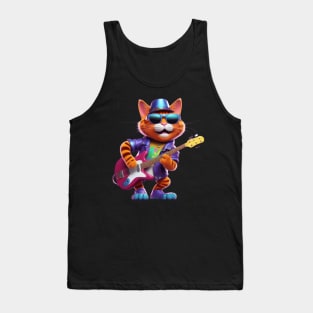 A Cat Who Is The Essence Of A Cool And Funky Guitarist Tank Top